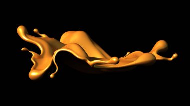 Siyah arka planda biraz altın karamel. 3d illüstrasyon, 3d canlandırma.