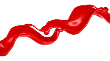 Kalın kırmızı sıvı serpintisi. 3d illüstrasyon, 3d canlandırma.