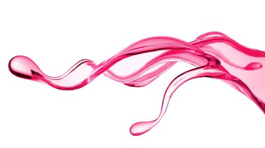 Bir tutam pembe sıvı. 3d illüstrasyon, 3d canlandırma.