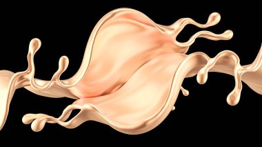 Zarif, lüks altın sıvısı. 3d illüstrasyon, 3d canlandırma.