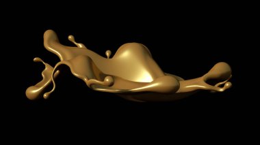 Siyah arka planda biraz altın karamel. 3d illüstrasyon, 3d canlandırma.