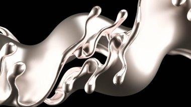 Zarif, lüks altın sıvısı. 3d illüstrasyon, 3d canlandırma.