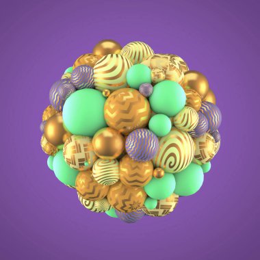 Elementlerle soyut arkaplan. 3d illüstrasyon, 3d canlandırma.