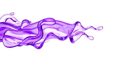 Bir tutam kalın mor sıvı. 3d illüstrasyon, 3d canlandırma.