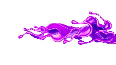 Bir tutam kalın mor sıvı. 3d illüstrasyon, 3d canlandırma.