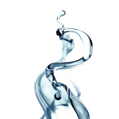 Bir tutam berrak mavi sıvı, su. 3d illüstrasyon, 3d canlandırma.