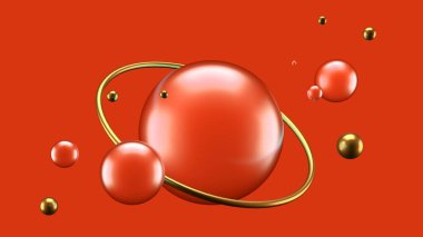 Bir grup nesne, arkaplan ve soyutlama ile etkili bileşim. 3d illüstrasyon,