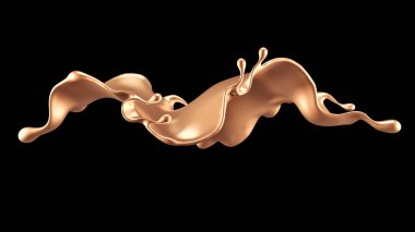 Zarif, lüks altın sıvısı. 3d illüstrasyon, 3d canlandırma.