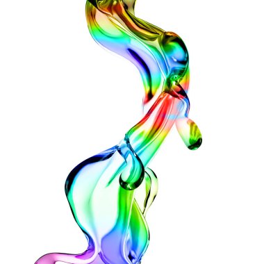 Çok renkli şeffaf sıvı damlası. 3d illüstrasyon, 3d canlandırma.