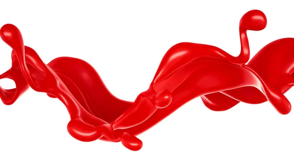 Spruzzo Isolato Liquido Rosso Fondo Bianco — Foto Stock