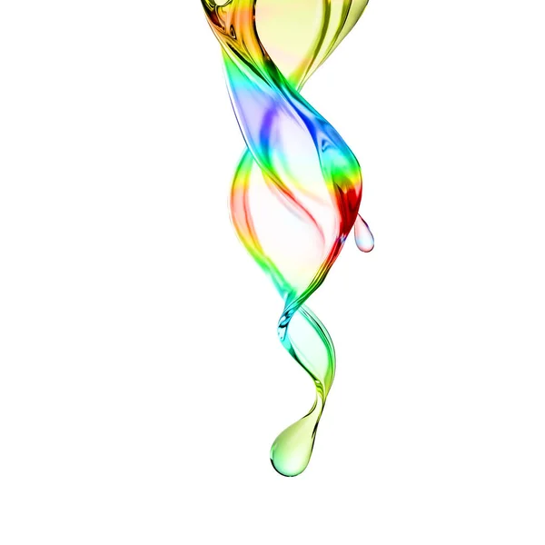 Salpicadura Líquido Transparente Multicolor Ilustración Representación —  Fotos de Stock