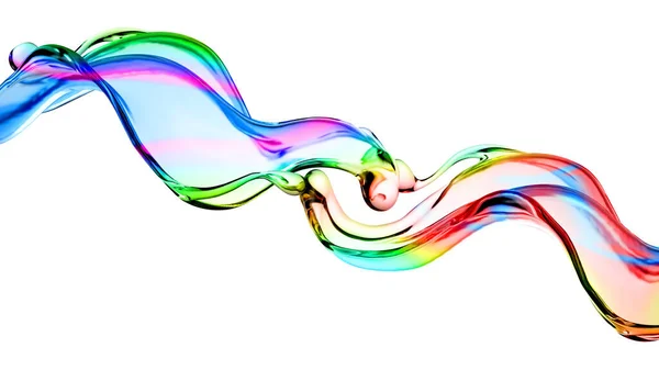 Splash Lichid Transparent Multicolor Ilustrație Redare — Fotografie, imagine de stoc