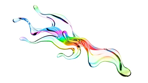 Splash Flerfärgad Genomskinlig Vätska Illustration Återgivning — Stockfoto