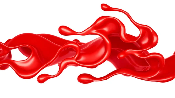 Spruzzo Isolato Liquido Rosso Fondo Bianco — Foto Stock