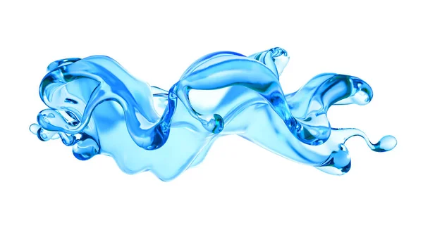 Šplouchnutí Čiré Modré Tekutiny Voda Ilustrace Vykreslování — Stock fotografie