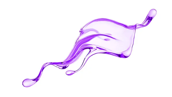 Splash Líquido Roxo Grosso Ilustração Renderização — Fotografia de Stock