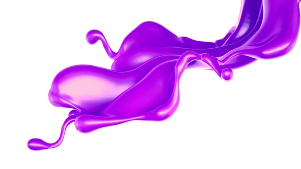 Splash Líquido Roxo Grosso Ilustração Renderização — Fotografia de Stock