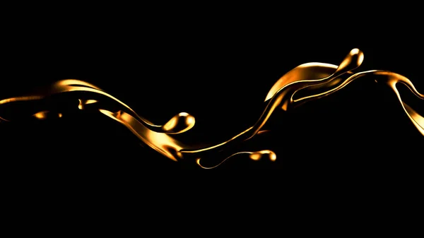 Elegante Luxo Respingo Líquido Ouro Ilustração Renderização — Fotografia de Stock