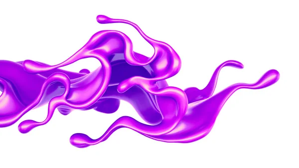 Splash Líquido Roxo Grosso Ilustração Renderização — Fotografia de Stock