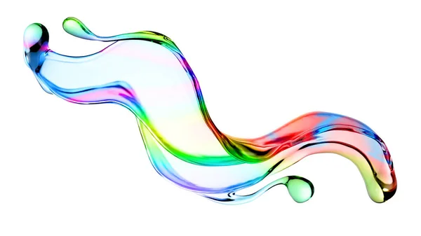 Spritzer Bunte Transparente Flüssigkeit Illustration Rendering — Stockfoto