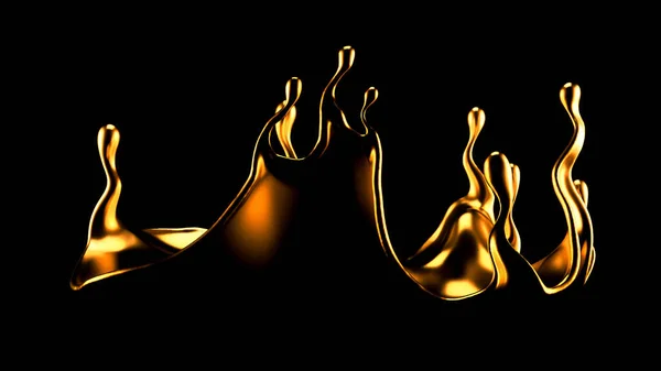 Elegante Lussuosa Spruzzata Liquido Oro Illustrazione Rendering — Foto Stock