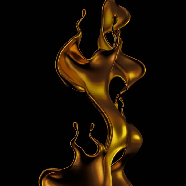 Elegante Lussuosa Spruzzata Liquido Oro Illustrazione Rendering — Foto Stock