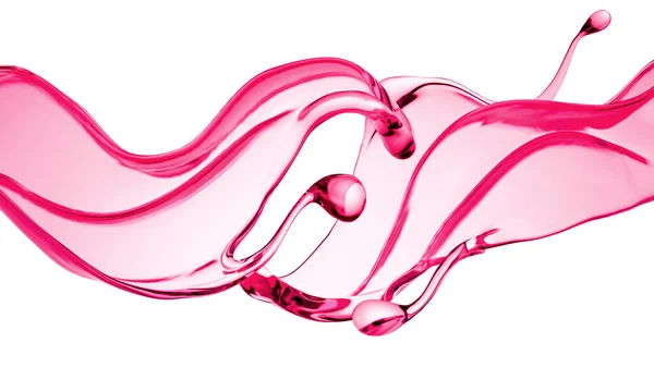 厚厚的粉红色液体飞溅 3D说明 3D渲染 — 图库照片