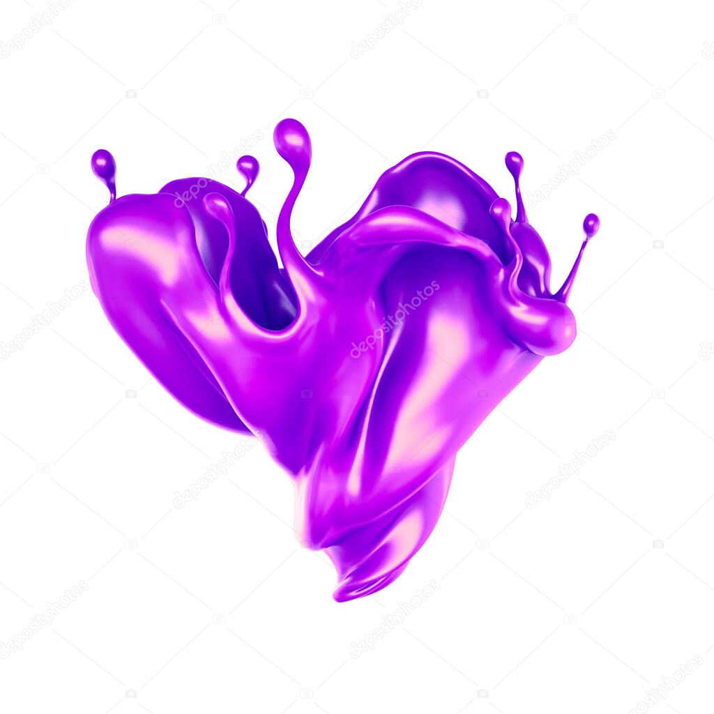 Splash of thick purple liquid. 3d illustration, 3d rendering.