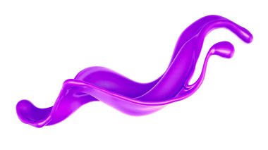 Bir tutam kalın mor sıvı. 3d illüstrasyon, 3d canlandırma.