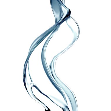 Bir tutam berrak mavi sıvı, su. 3d illüstrasyon, 3d canlandırma.