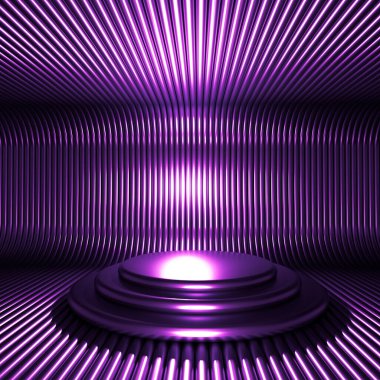 Lüks, zarif stüdyo kaidesi. 3d illüstrasyon, 3d canlandırma.