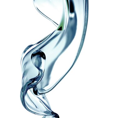 Bir tutam berrak mavi sıvı, su. 3d illüstrasyon, 3d canlandırma.