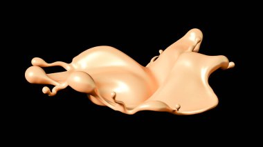 Siyah arka planda biraz altın karamel. 3d illüstrasyon, 3d canlandırma.