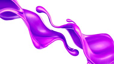 Bir tutam kalın mor sıvı. 3d illüstrasyon, 3d canlandırma.