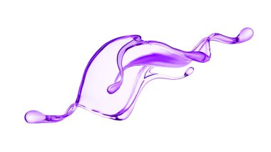 Bir tutam kalın mor sıvı. 3d illüstrasyon, 3d canlandırma.