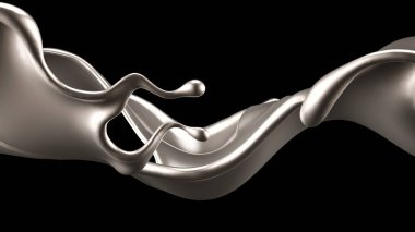 Zarif, lüks altın sıvısı. 3d illüstrasyon, 3d canlandırma.