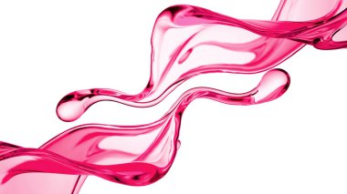 Bir tutam pembe sıvı. 3d illüstrasyon, 3d canlandırma.