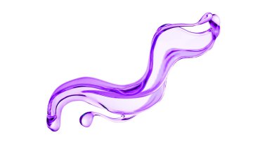 Bir tutam kalın mor sıvı. 3d illüstrasyon, 3d canlandırma.
