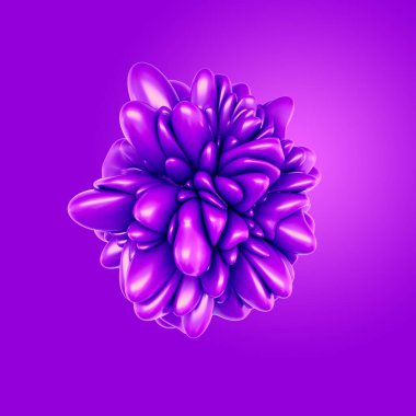 Bir tutam kalın mor sıvı. 3d illüstrasyon, 3d canlandırma.