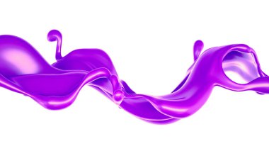 Bir tutam kalın mor sıvı. 3d illüstrasyon, 3d canlandırma.