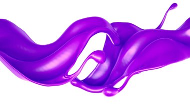 Bir tutam kalın mor sıvı. 3d illüstrasyon, 3d canlandırma.