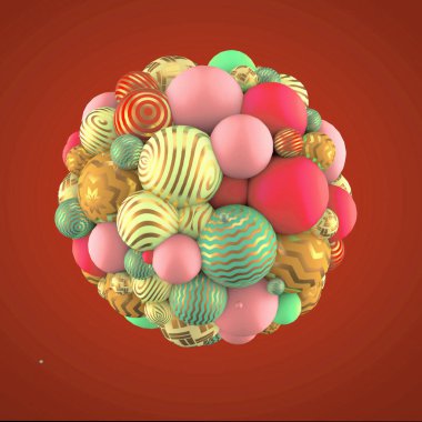 Elementlerle soyut arkaplan. 3d illüstrasyon, 3d canlandırma.