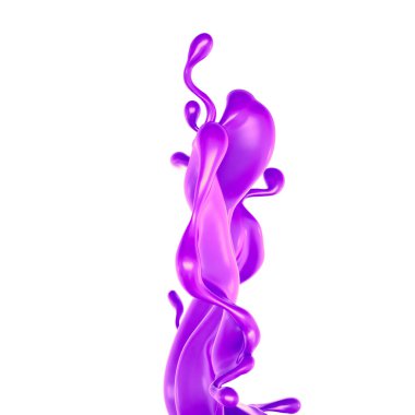 Bir tutam kalın mor sıvı. 3d illüstrasyon, 3d canlandırma.