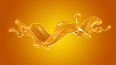 Karamel sıçraması. 3d illüstrasyon, 3d canlandırma.