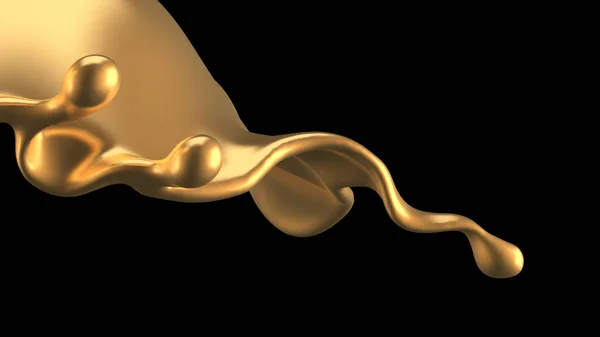 Elegant Luxury Splash Gold Liquid Illustration Rendering — Stock Photo, Image