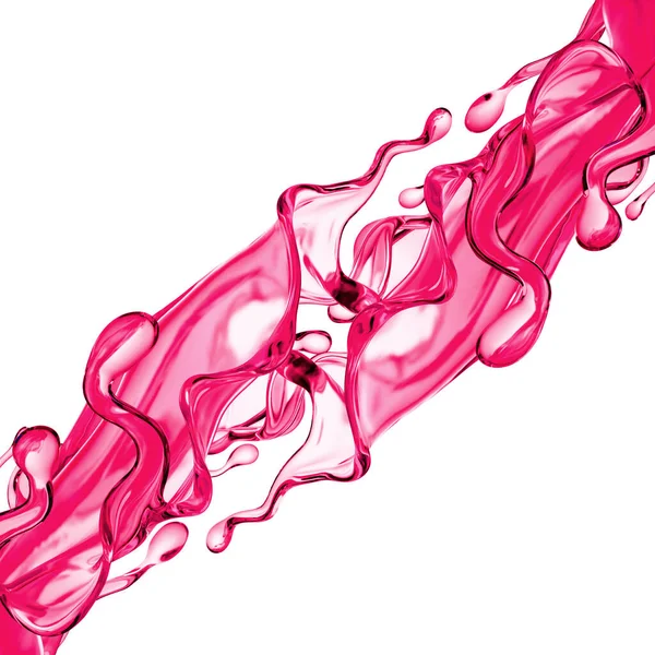 Розщеплення Густої Рожевої Рідини Ілюстрація Візуалізація — стокове фото