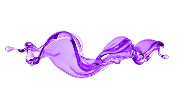 Splash Líquido Roxo Grosso Ilustração Renderização — Fotografia de Stock