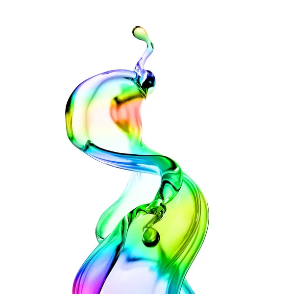 Splash Lichid Transparent Multicolor Ilustrație Redare — Fotografie, imagine de stoc