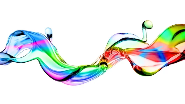 Splash Flerfärgad Genomskinlig Vätska Illustration Återgivning — Stockfoto
