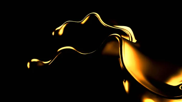 Elegáns Luxus Fröccsenő Arany Folyadék Illusztráció Renderelés — Stock Fotó